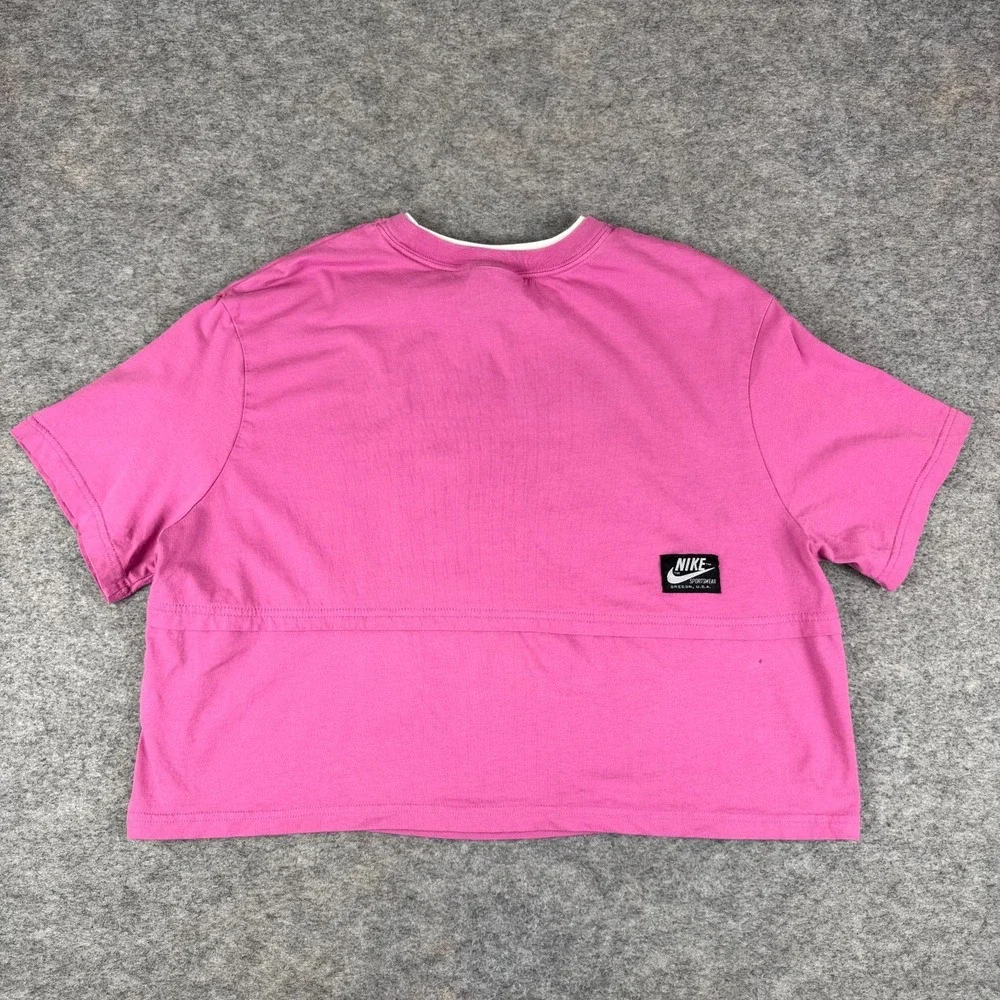 Nike Sportswear Sneaker10 Icon Clash Oregon Crop T-Shirt Pink Womens Medium M *